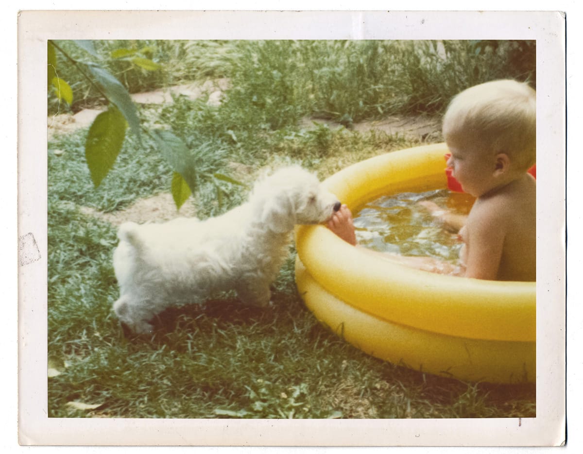 Heather Krakora baby photo with puppy www.inspirecreatebe.com